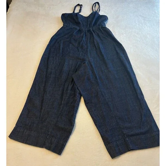 Anthropologie Pilcro Sleeveless Wide Leg Jumpsuit Sz S Dark Denim